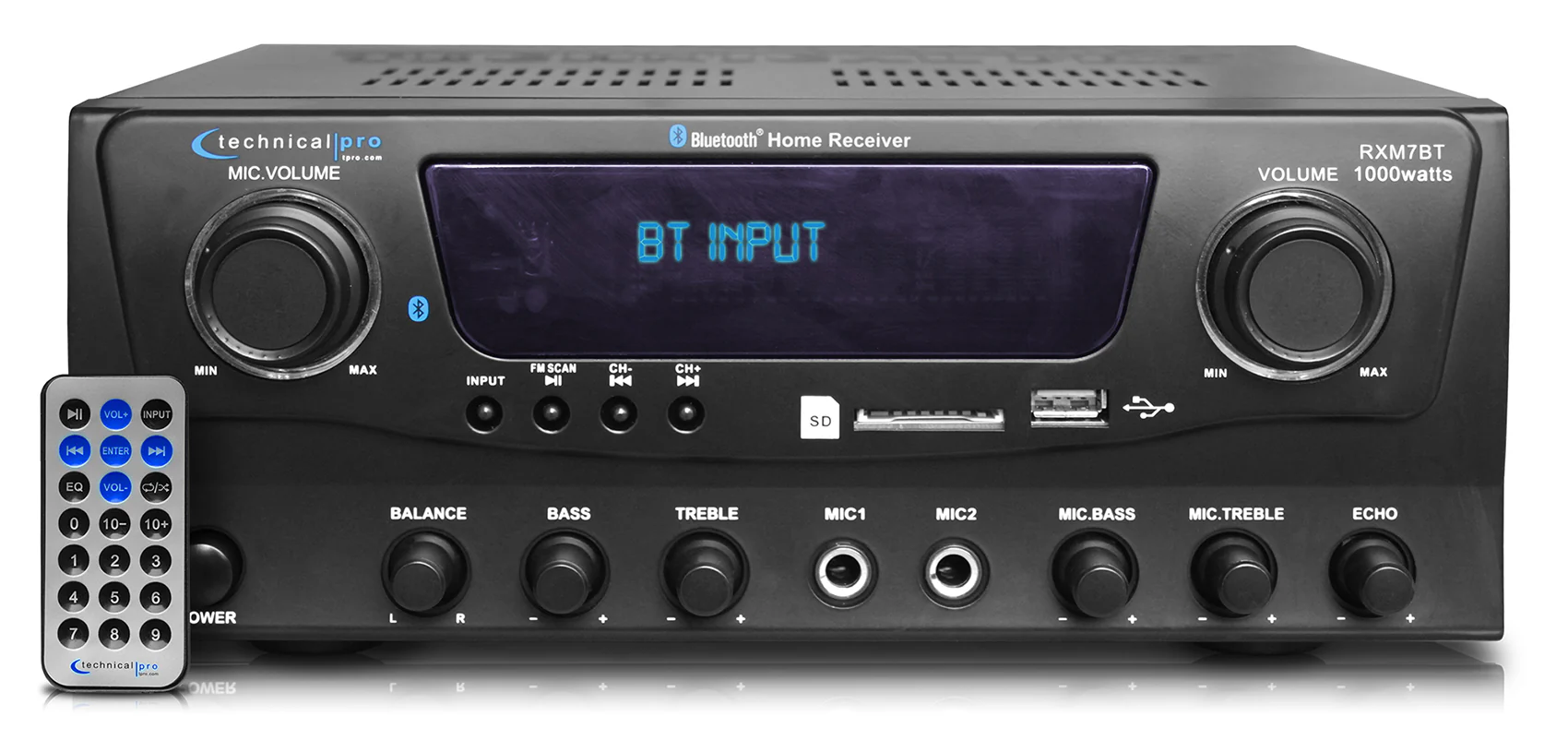 Technical Pro RXM7BT Home Receiver Bluetooth Amplifier+(8) 6.5" Celing Speakers - Image 2