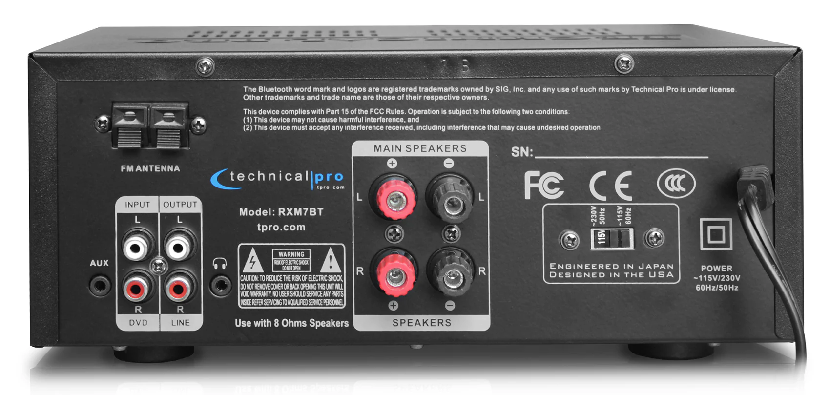 Technical Pro RXM7BT Home Receiver Bluetooth Amplifier+(8) 6.5" Celing Speakers - Image 5