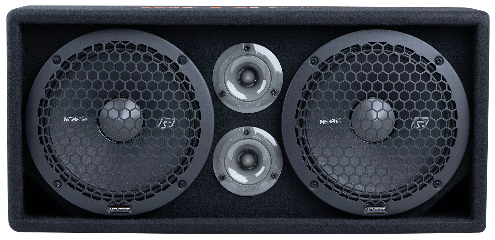 Memphis SRXPE10D4F Dual 10 inch Chuchero Car Enclosure Box w/ LED's and Bluetooth Speaker - Image 14