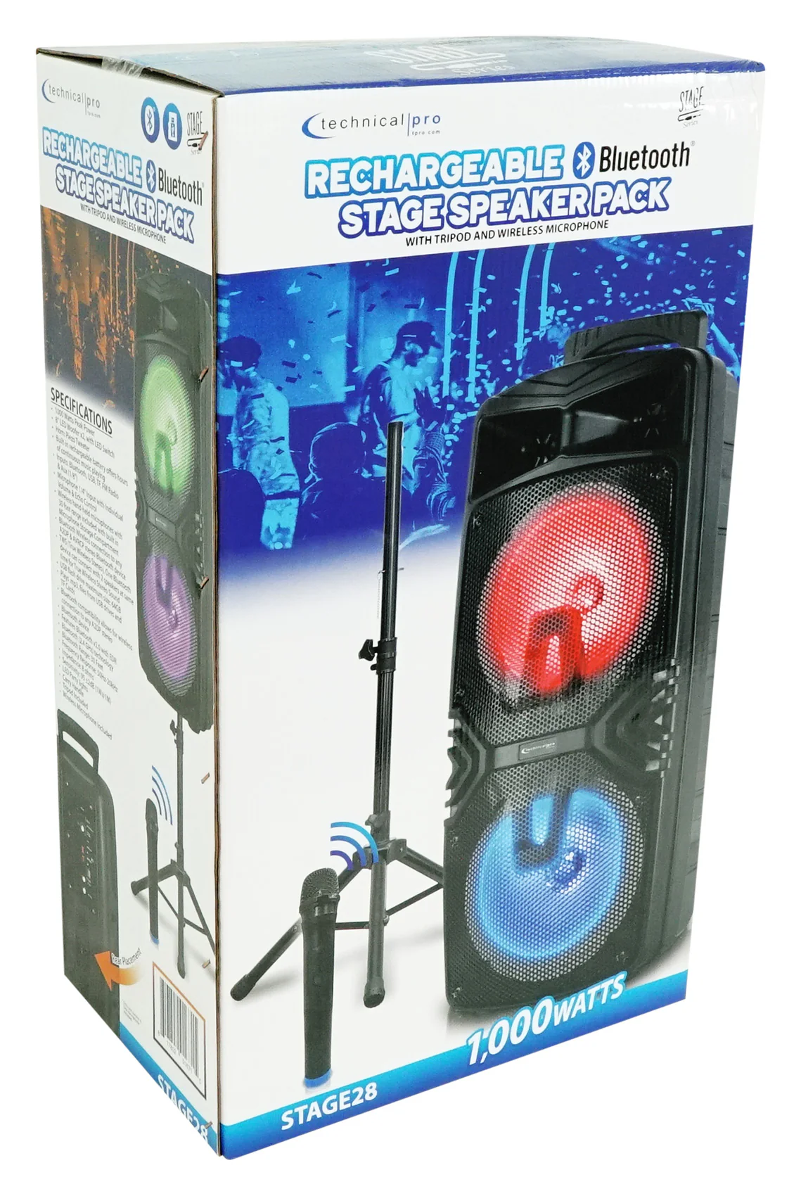 Technical Pro Dual 8" Rechargeable Karaoke Machine System Bundle with Stand & 3) Wireless Mics - Image 15