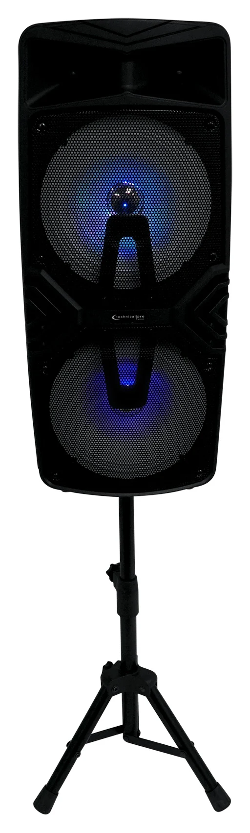Technical Pro Dual 8" Rechargeable Karaoke Machine System Bundle with Stand & 3) Wireless Mics - Image 4
