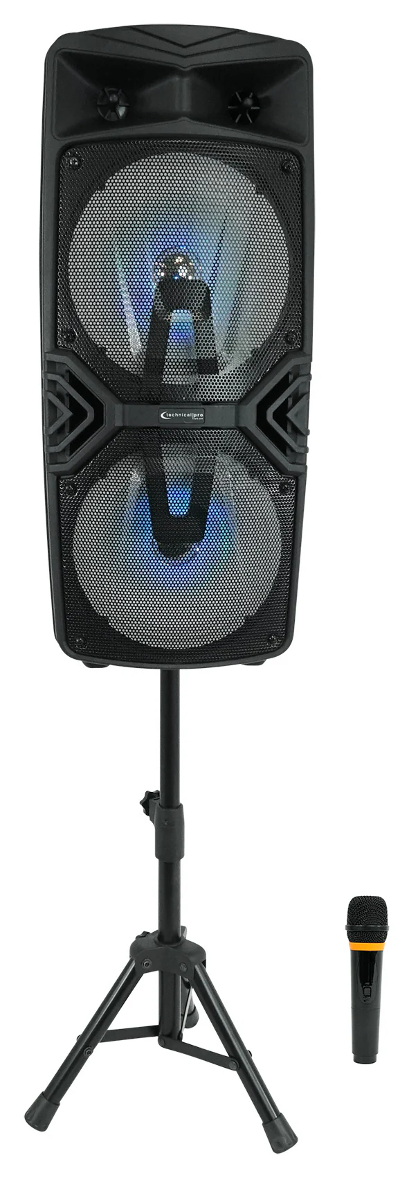 Technical Pro Dual 8" Rechargeable Karaoke Machine System Bundle with Stand & 3) Wireless Mics - Image 8