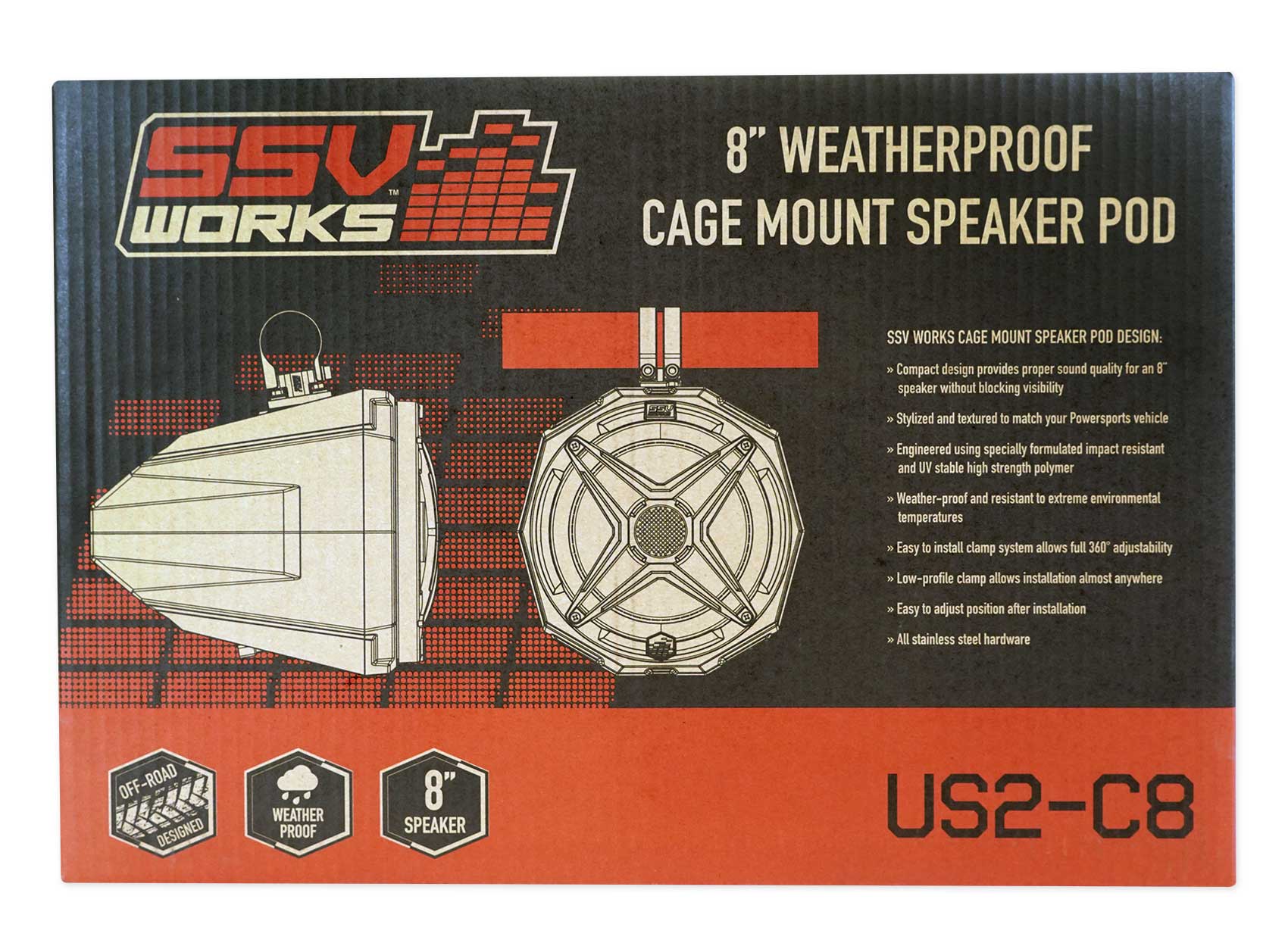 (2) Rockville 8" 900w LED Speakers+SSV Swivel Cage Pods For Can-Am Maverick X3 - Image 9