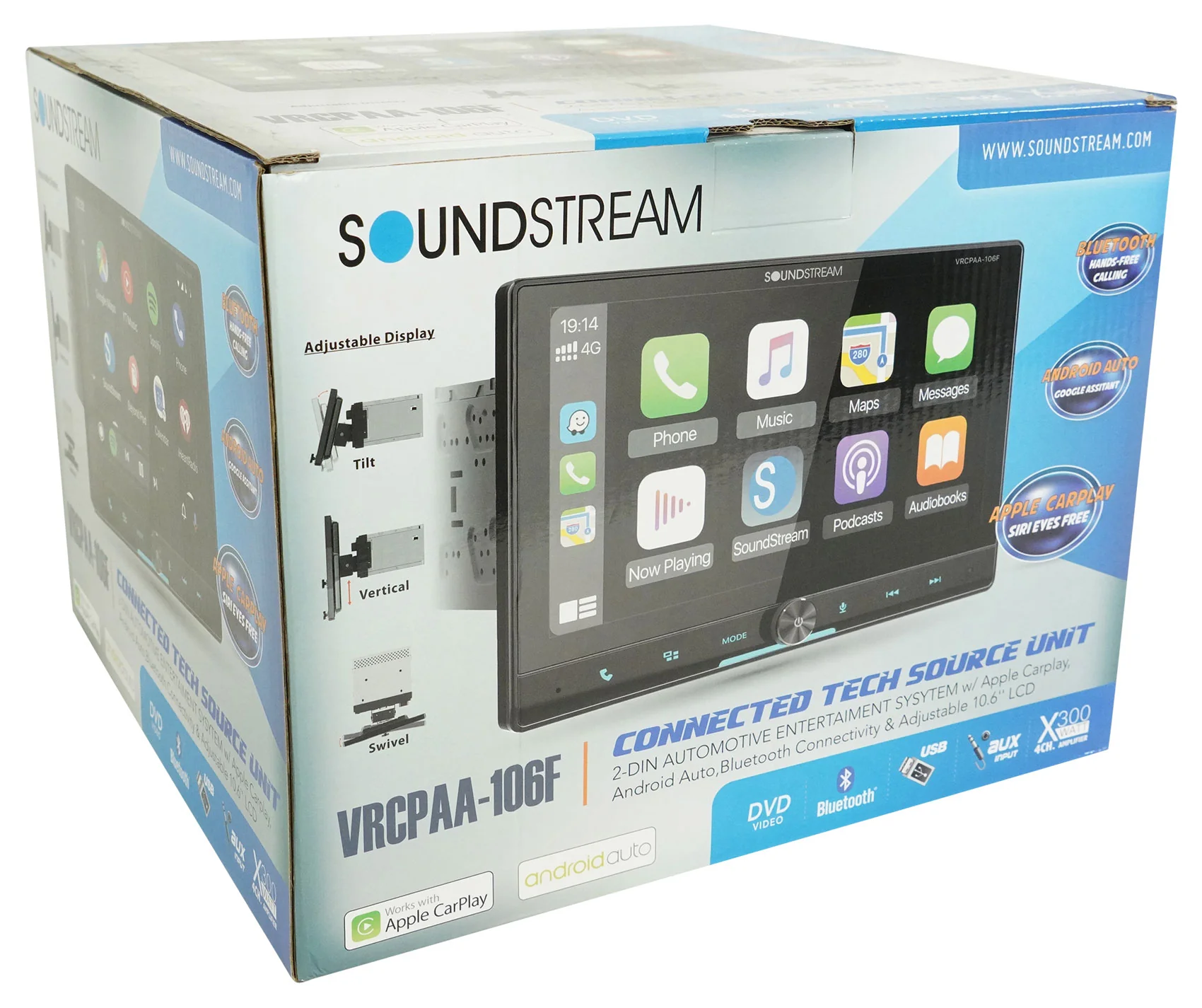 Soundstream VRCPAA-106F 10.6" Car Receiver Bluetooth/Carplay/Android+Backup Cam - Image 3