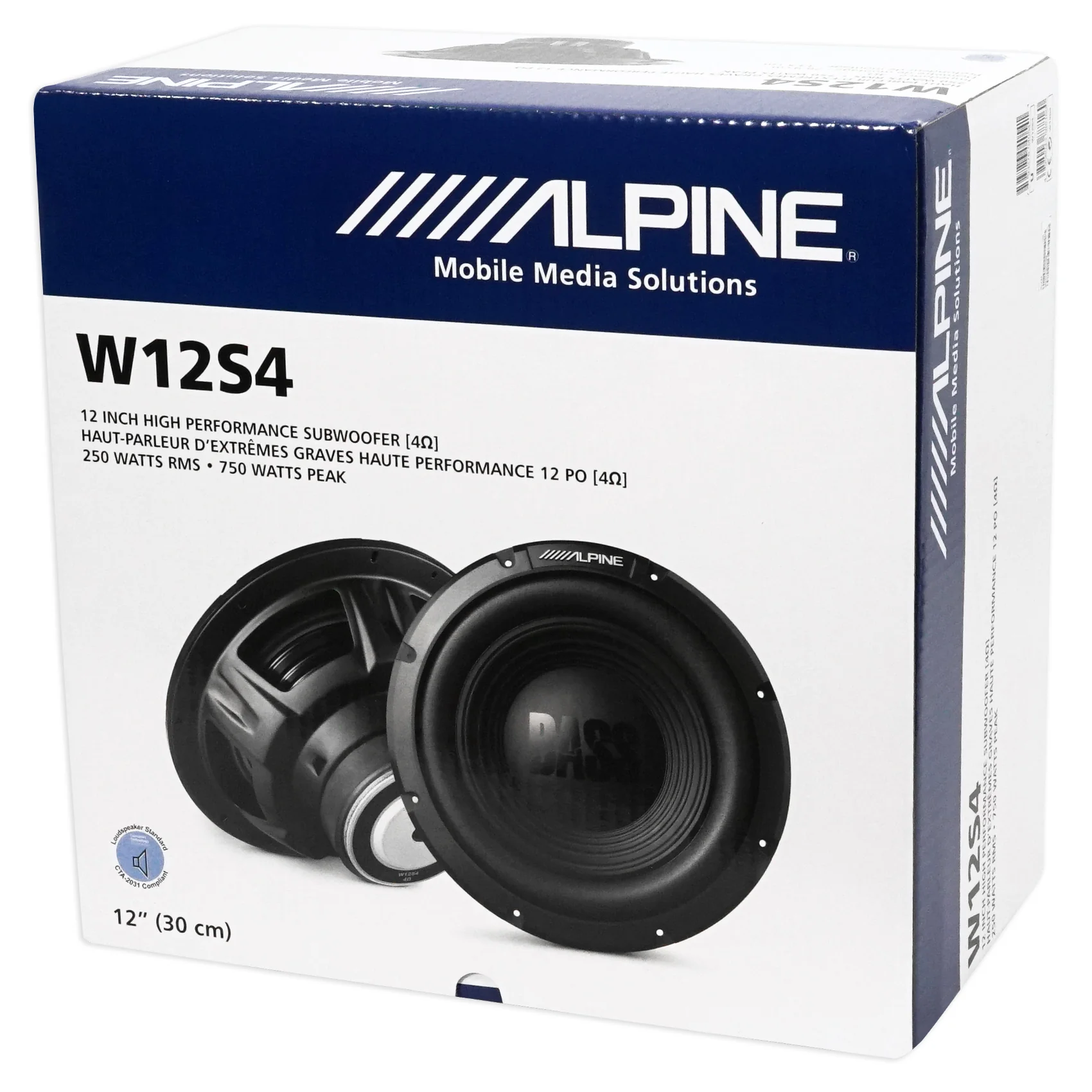Alpine W12S4 12" 750 Watt 4-Ohm Car Audio Subwoofer + Sealed Sub Box Enclosure - Image 9