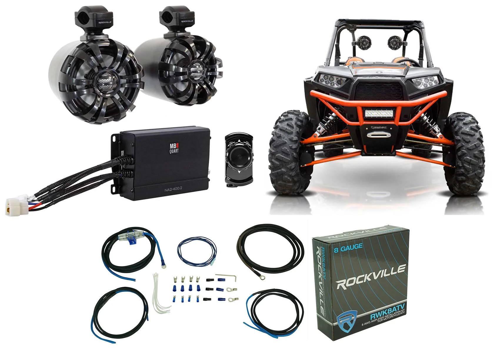 WB65 Black 2-Pack + NA2-400.2 Amplifier Bundle